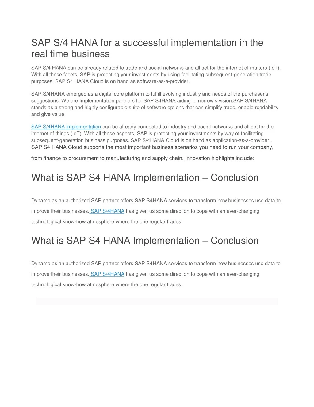 sap s 4 hana for a successful implementation