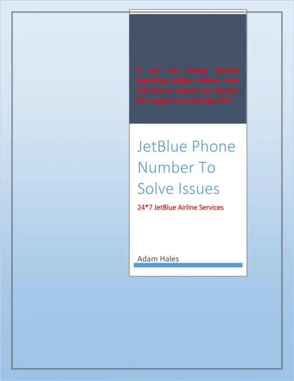 JetBlue Phone Number Experts for Enquiry Related To JetBlue Airline