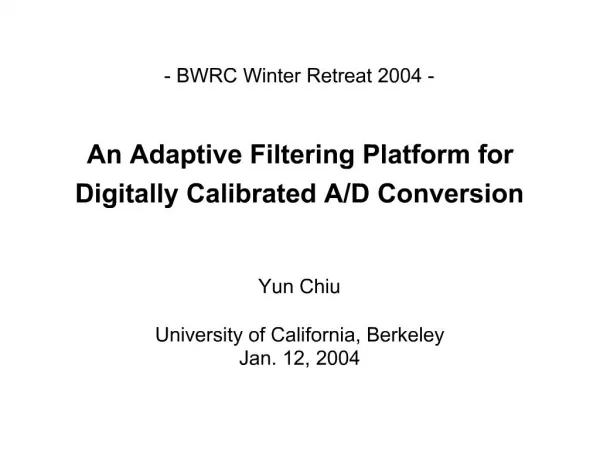 An Adaptive Filtering Platform for Digitally Calibrated A