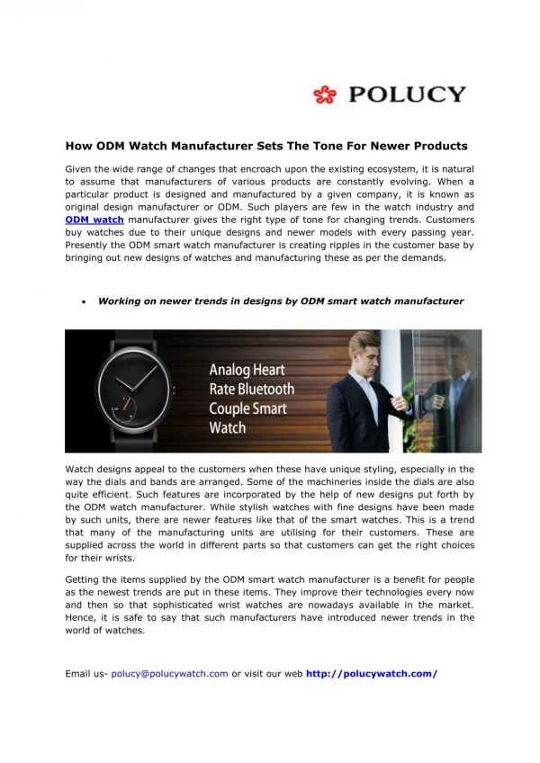 How ODM Watch Manufacturer Sets The Tone For Newer Products