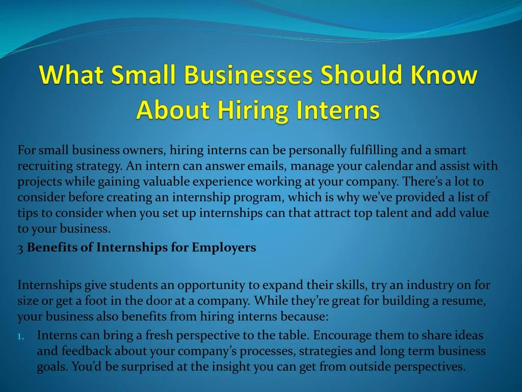 what small businesses should know about hiring interns