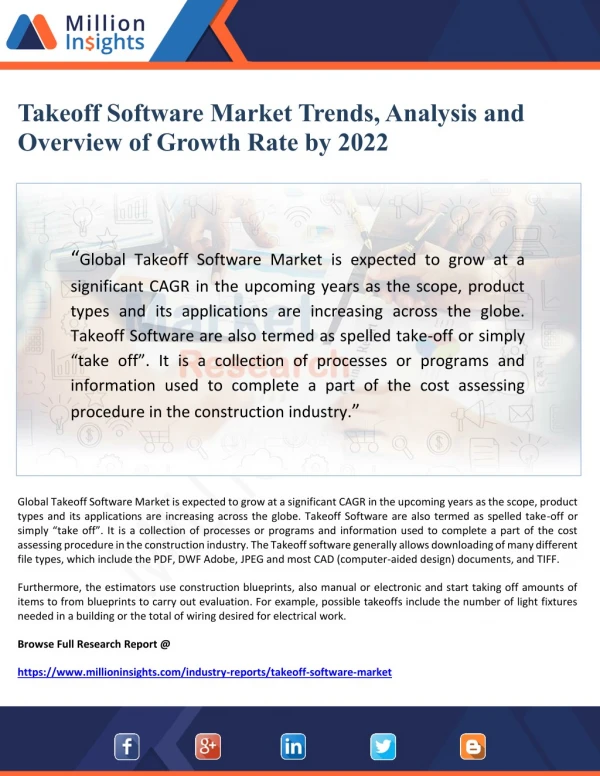 Takeoff Software Market Trends, Analysis and Overview of Growth Rate by 2022