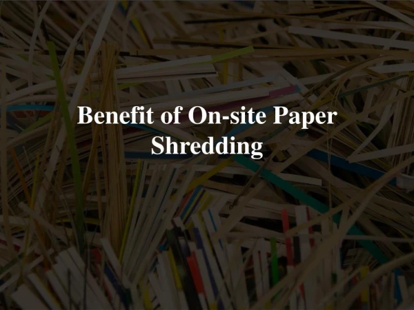 Major Benefit From On-site Paper Shredding in NM