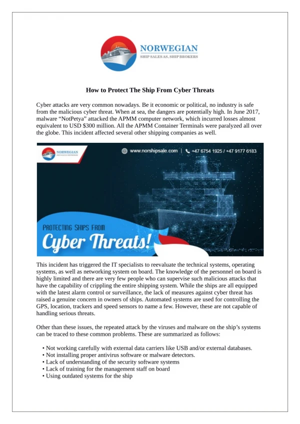 How to Protect The Ship From Cyber Threats?
