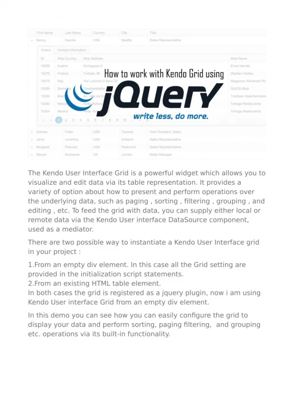 HOW TO WORK WITH KENDO GRID USING JQUERY?