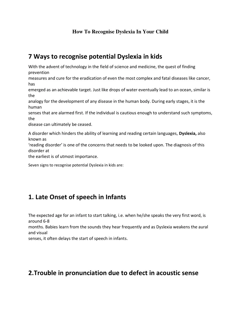 how to recognise dyslexia in your child