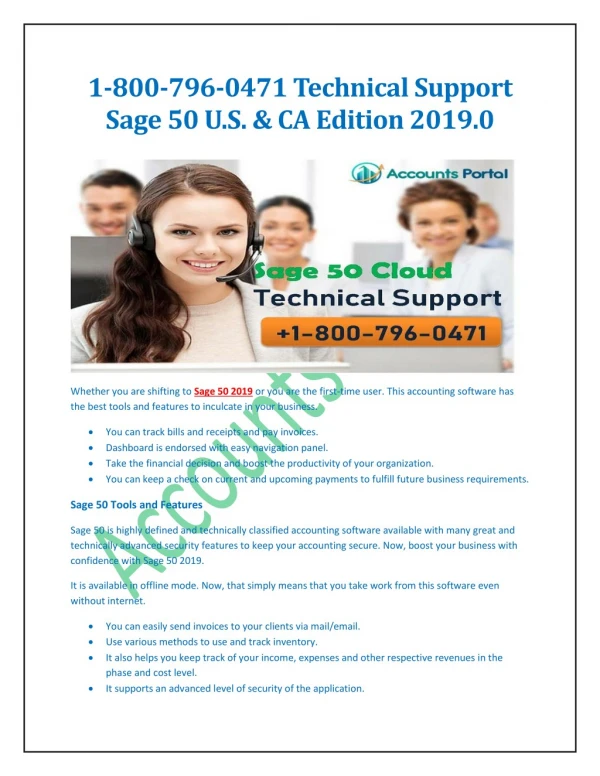 1-800-796-0471 Technical Support Sage 50 U.S. & CA Edition 2019.0