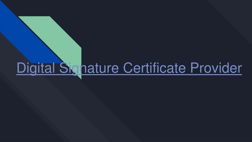 digital signature certificate provider