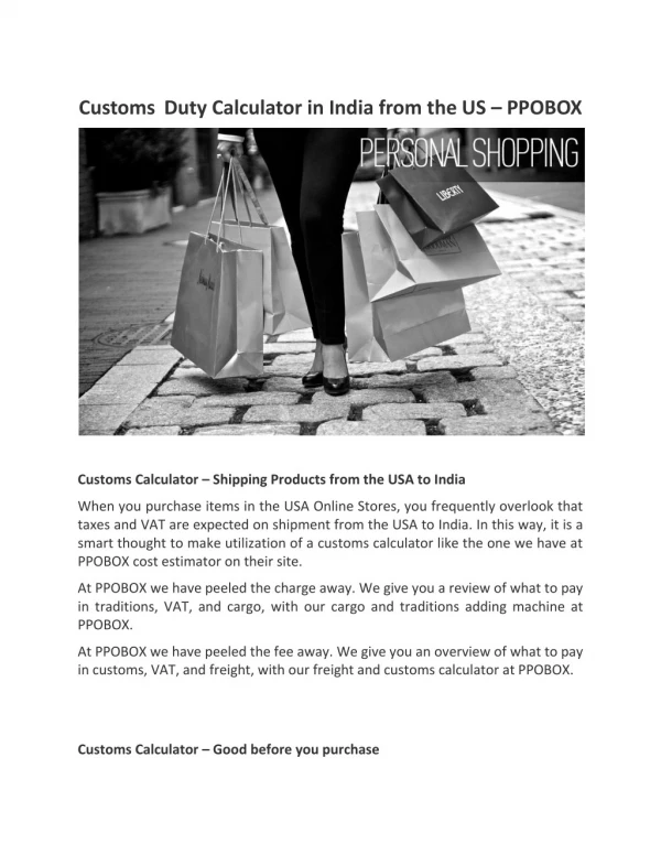 Customs Duty Calculator in India from the US – PPOBOX