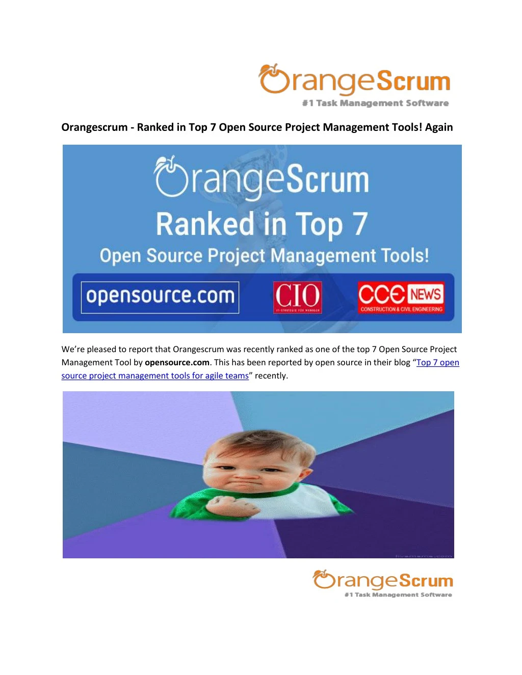 orangescrum ranked in top 7 open source project
