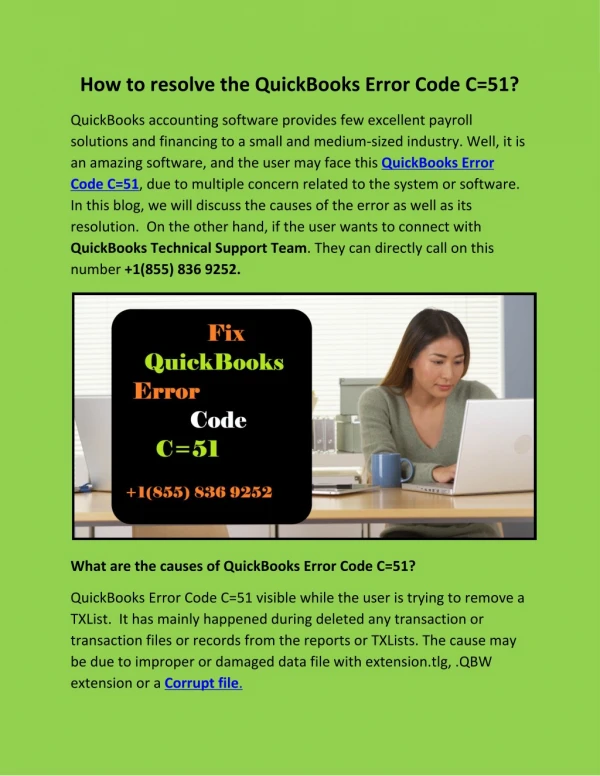 How to resolve the QuickBooks Error Code C=51