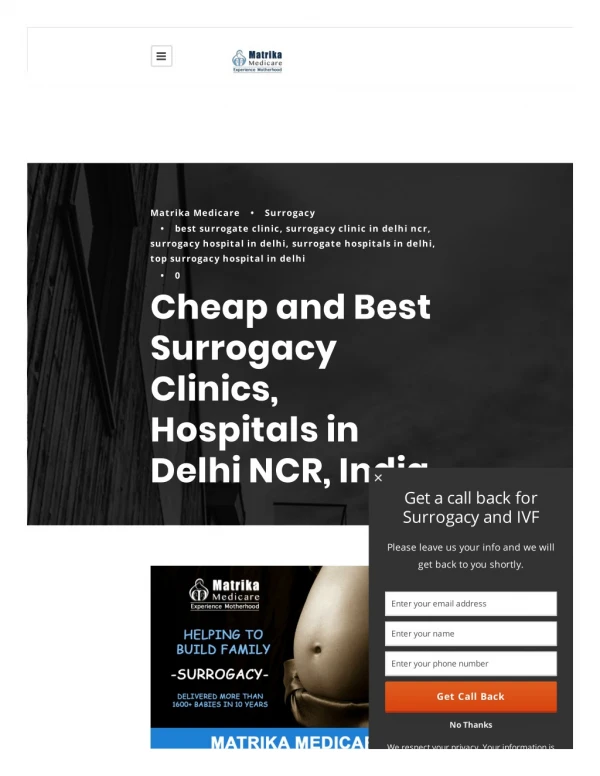 Cheap and Best Surrogacy Clinics, Hospitals in Delhi NCR, India