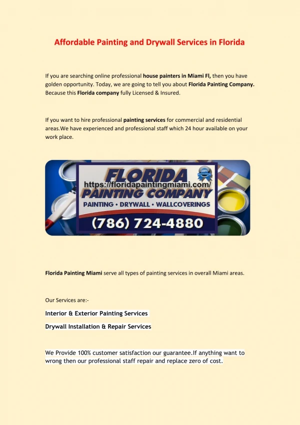 House Painter in Miami Fl