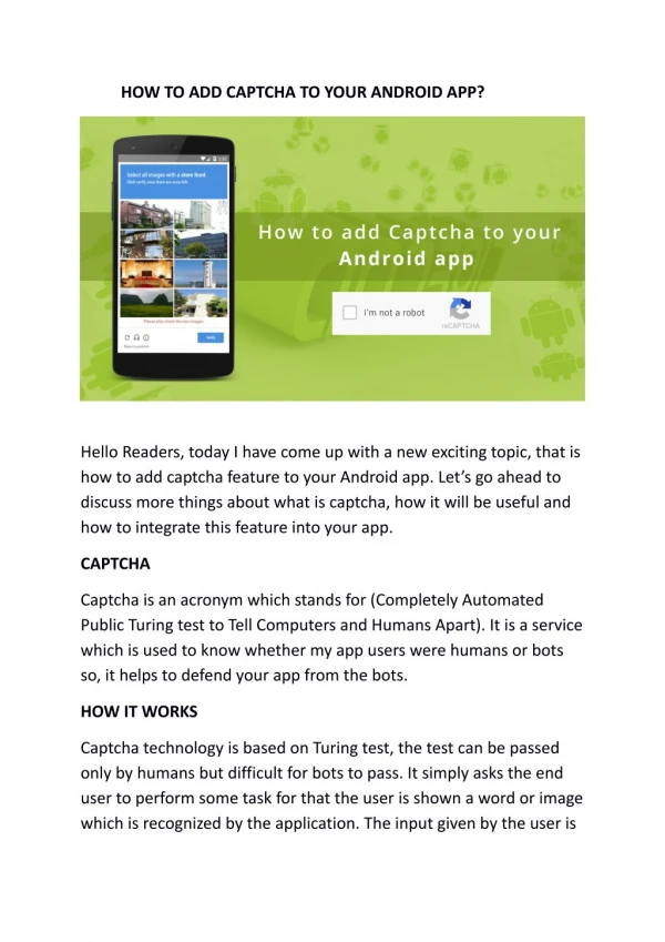 HOW TO ADD CAPTCHA TO YOUR ANDROID APP?