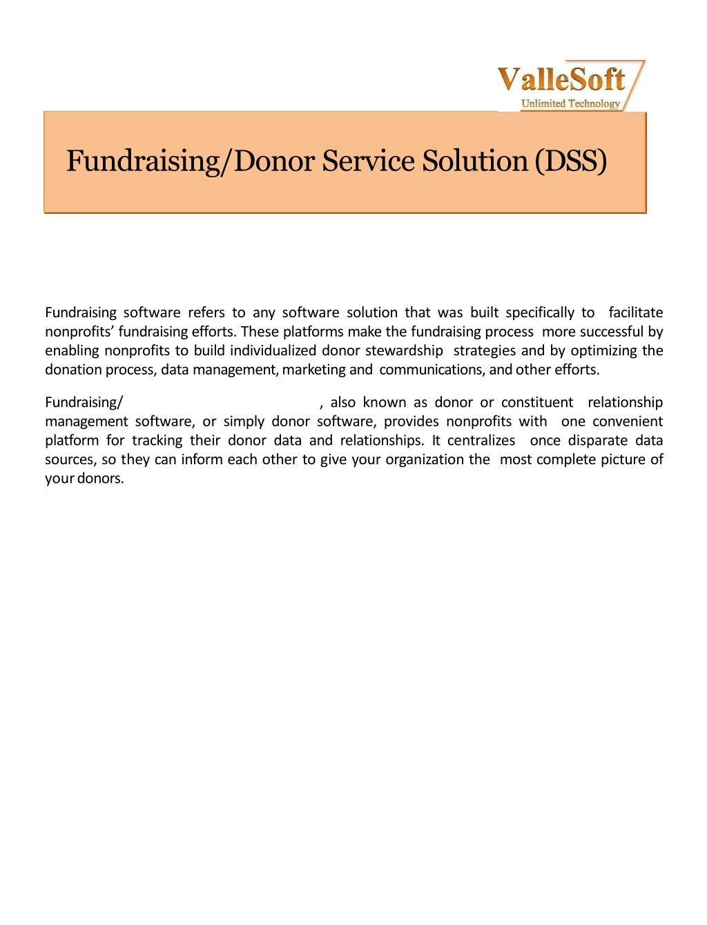 fundraising donor service solution dss
