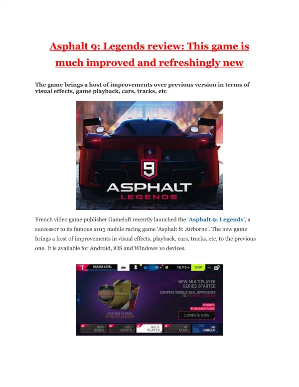 Asphalt 9: Legends review: This game is much improved and refreshingly new