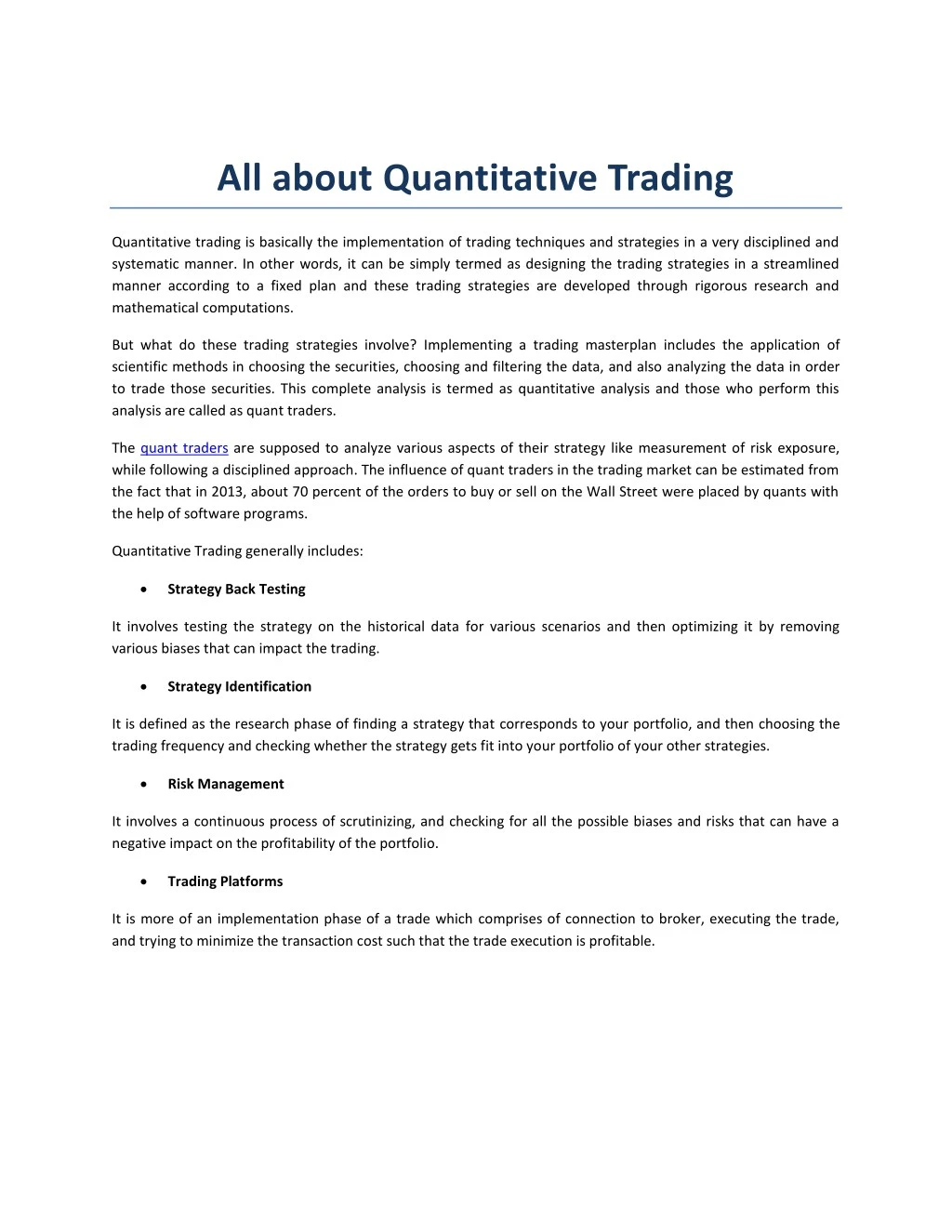 all about quantitative trading