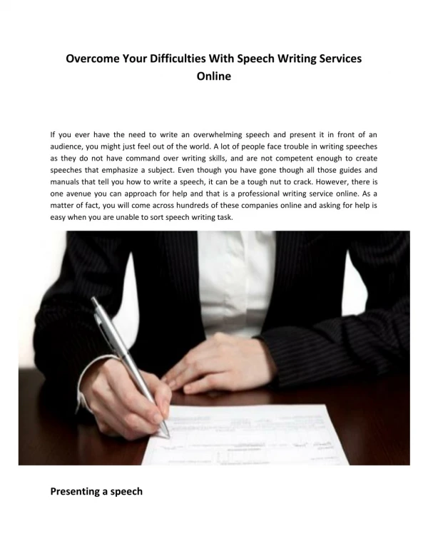 Overcome Your Difficulties With Speech Writing Services Online.