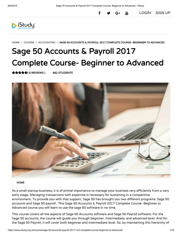 Sage 50 Accounts & Payroll 2017 Complete Course- Beginner to Advanced