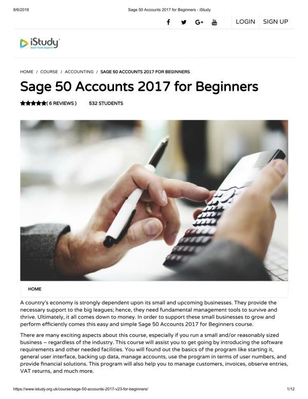 Sage 50 Accounts 2017 for Beginners - istudy