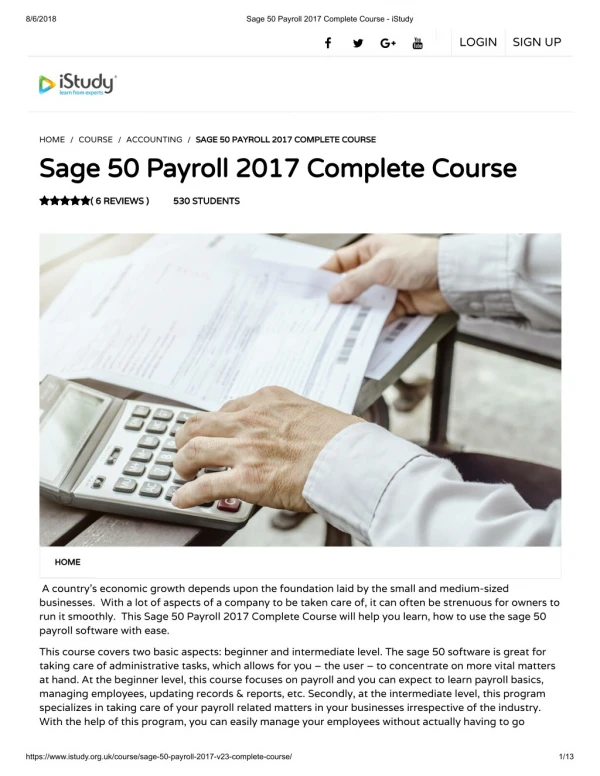 Sage 50 Payroll 2017 Complete Course