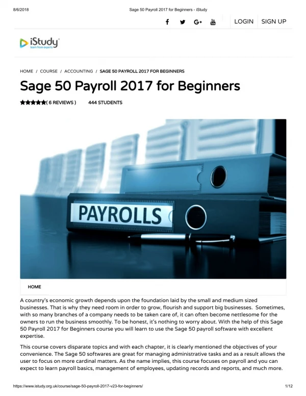 Sage 50 Payroll 2017 for Beginners