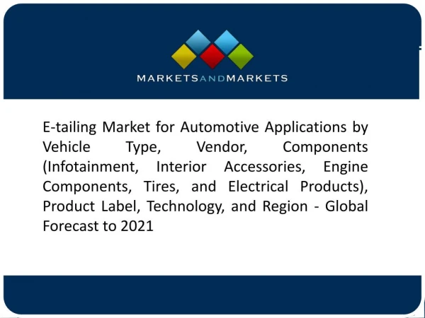 Growing Trend of Online Retailing is Driving the Growth of E-Tailing Market for Automotive Applications