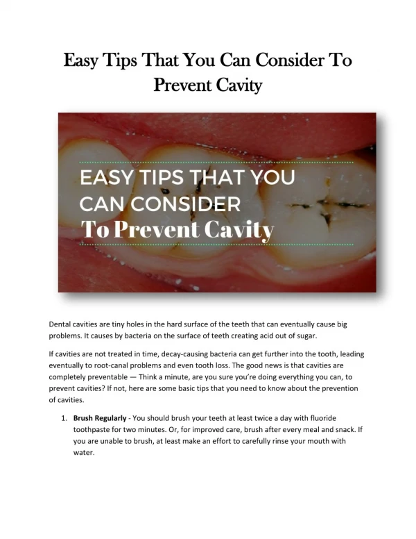 Easy Tips That You Can Consider To Prevent Cavity