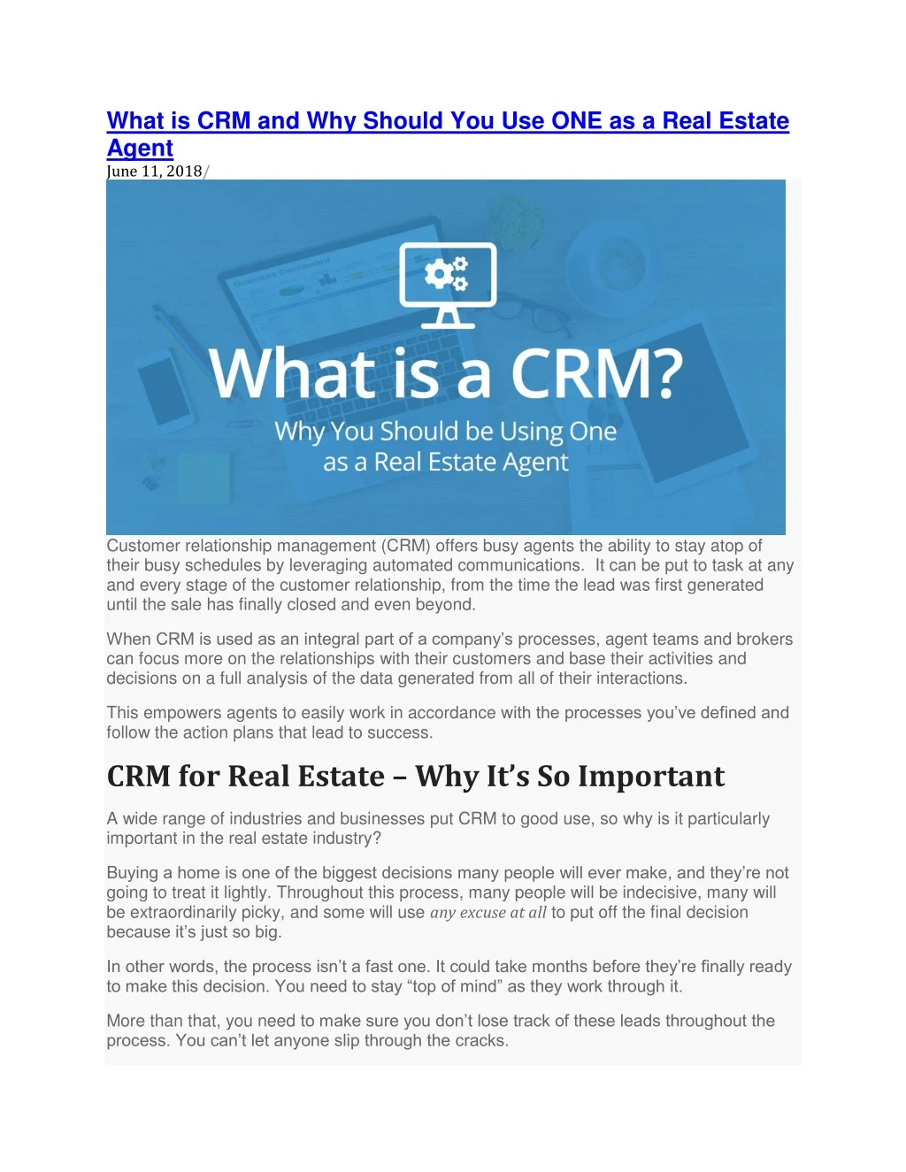 what is crm and why should you use one as a real