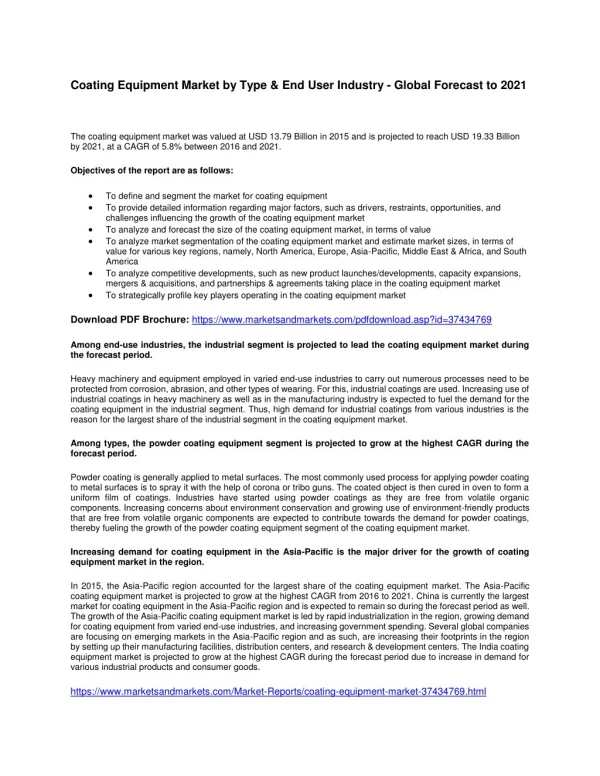 coating equipment market by type end user