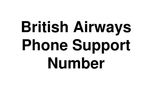 British Airways Phone Support Number