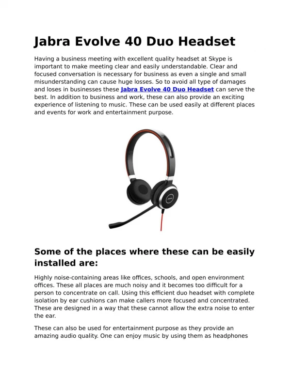 Jabra Evolve 40 Duo Headset - GoHeadSets