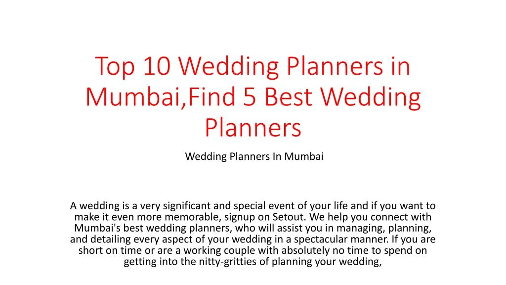 top 10 wedding planners in mumbai find 5 best wedding planners