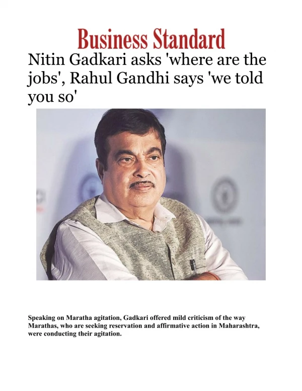 Nitin Gadkari asks 'where are the jobs', Rahul Gandhi says 'we told you so' 