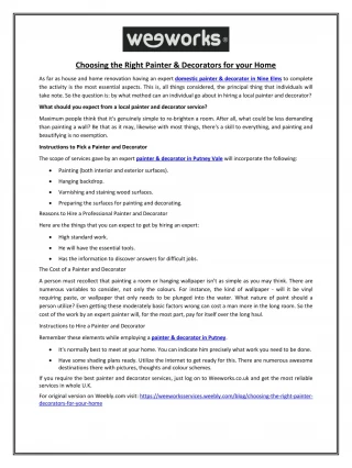 Choosing the Right Painter & Decorators for your Home - slide 1