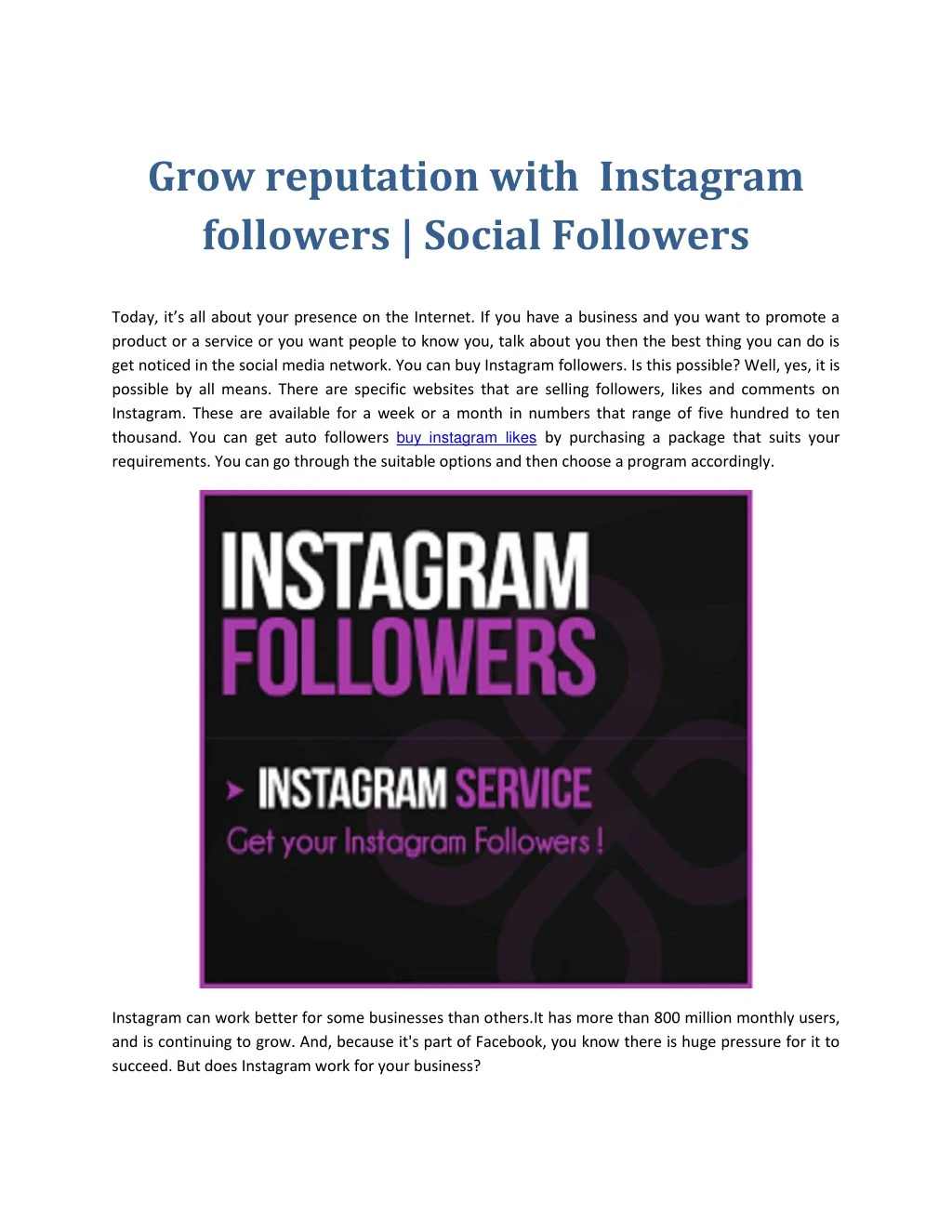 grow reputation with instagram followers social