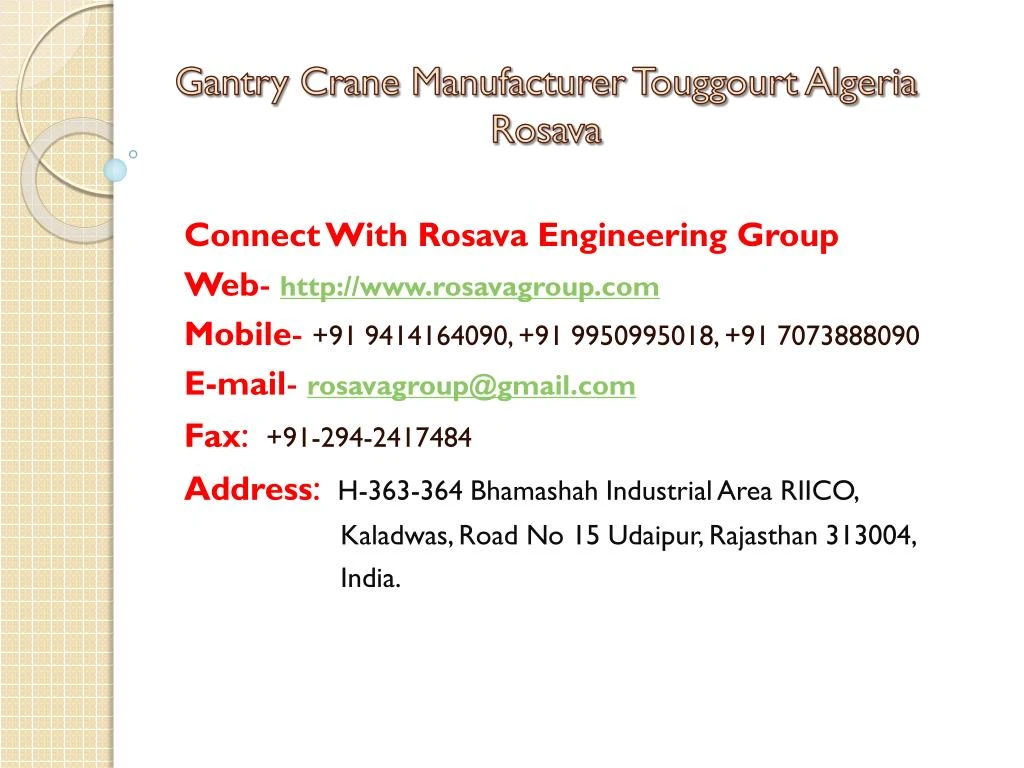 gantry crane manufacturer touggourt algeria rosava