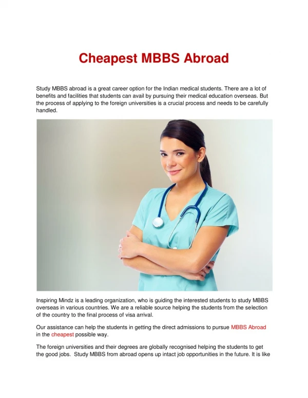 Cheapest MBBS Abroad - Inspiring Mindz