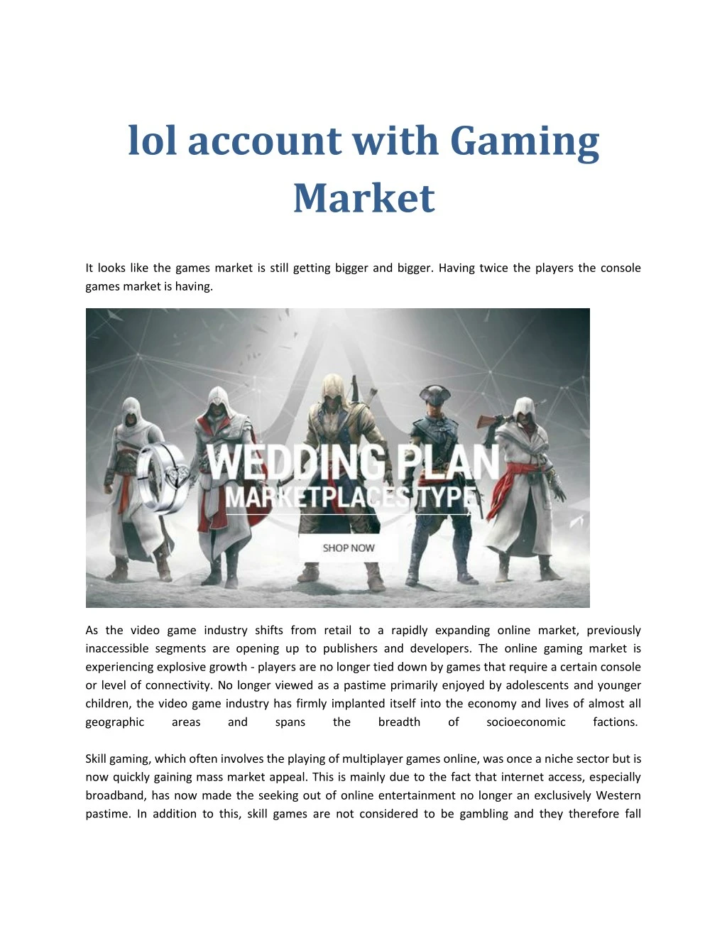 lol account with gaming market