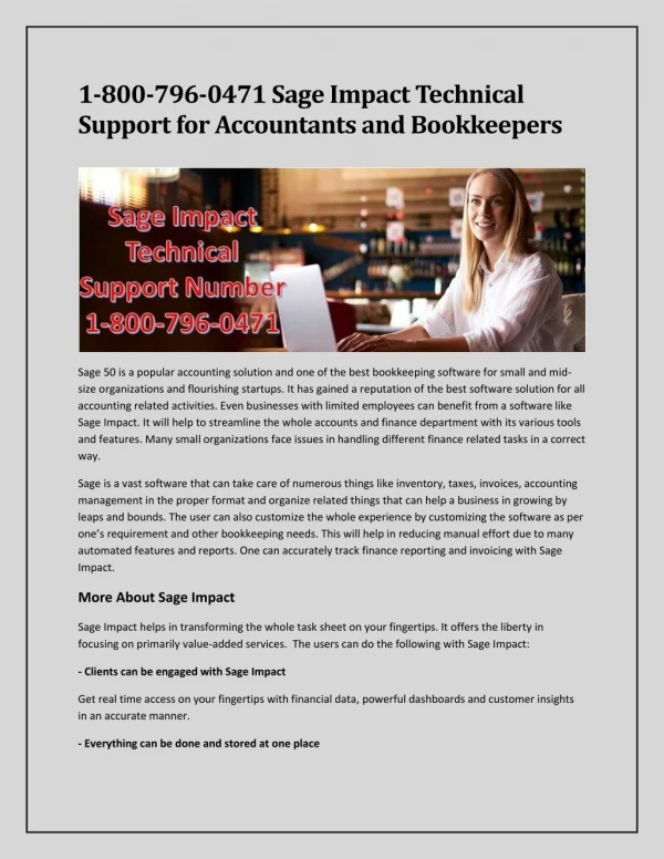 1-800-796-0471 Sage Impact Technical Support For Accountants and Bookkeepers