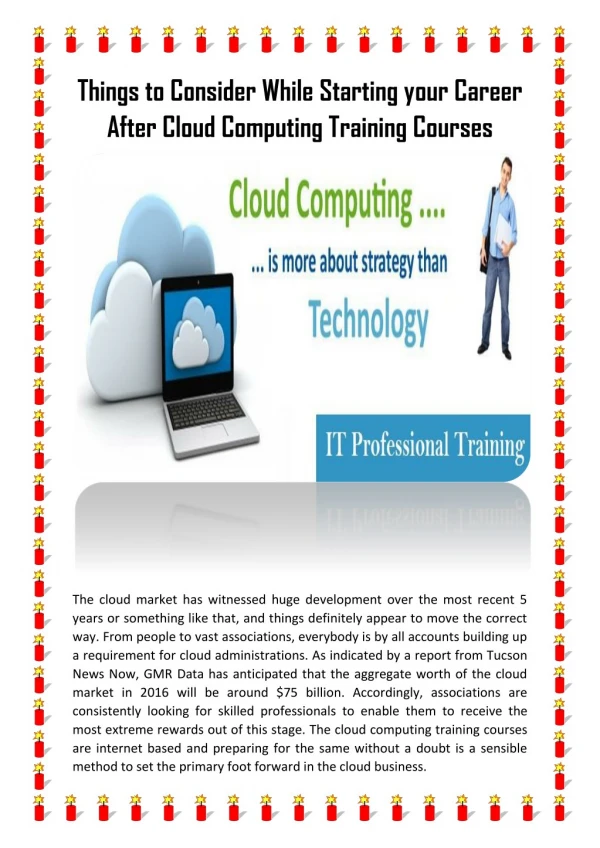 Things to Consider While Starting your Career After Cloud Computing Training Courses