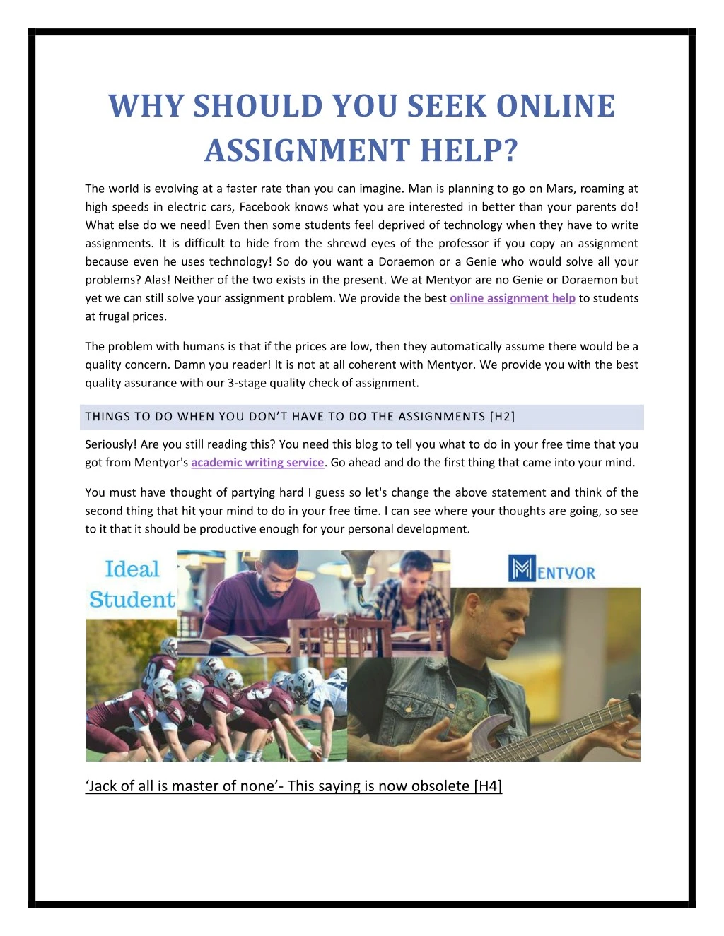why should you seek online assignment help