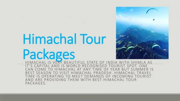 Himachal Customised Tour Packages | Himachal Travel Time