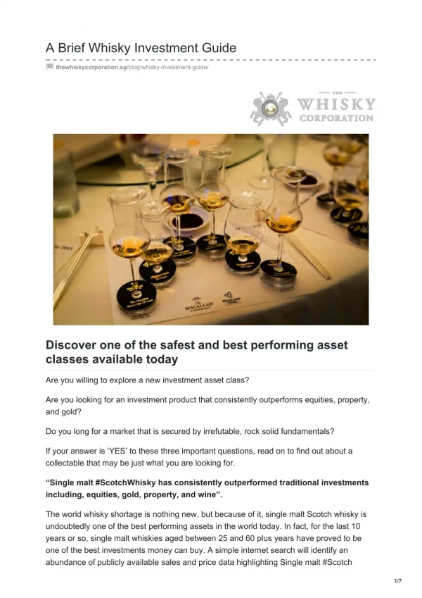 A Brief Whisky Investment Guide