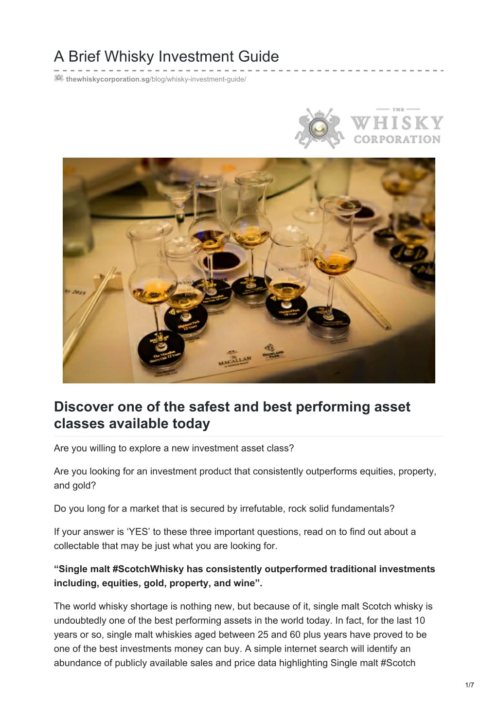 a brief whisky investment guide