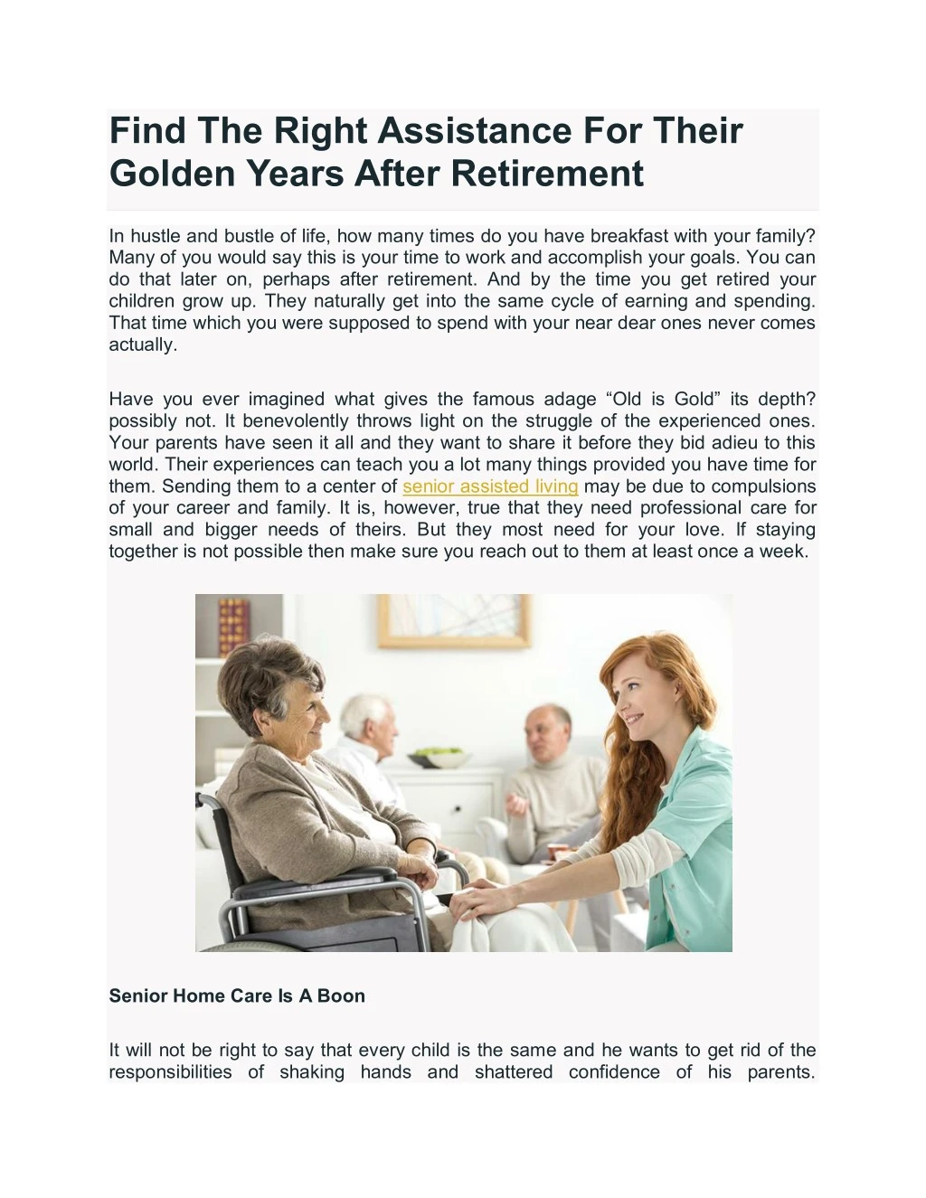 find the right assistance for their golden years