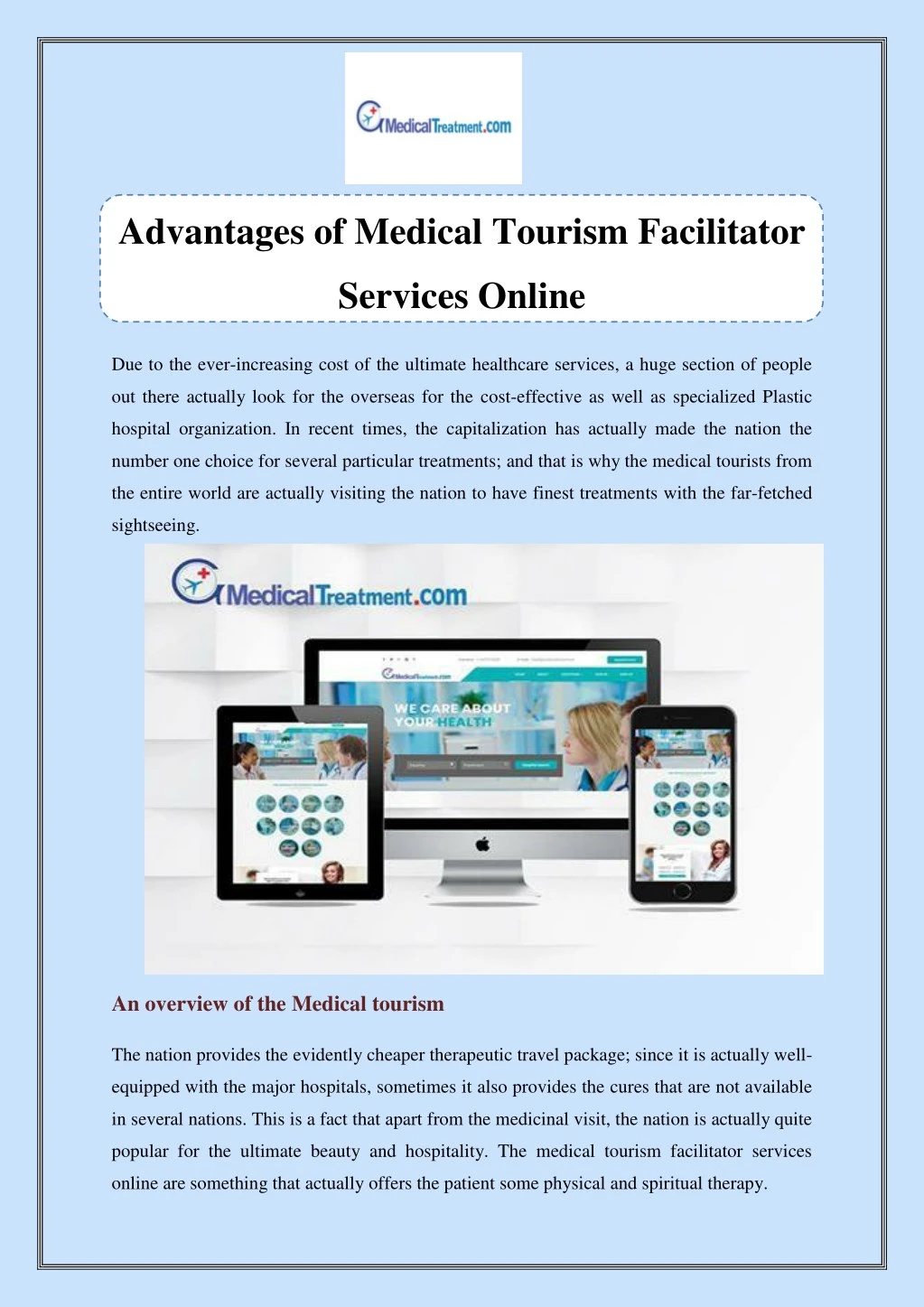 advantages of medical tourism facilitator