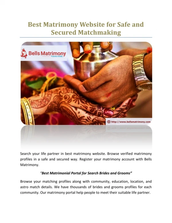 Best Matrimony Website for Safe and Secured Matchmaking