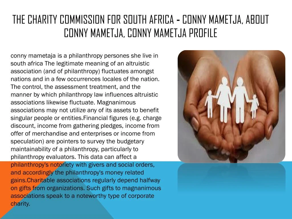 the charity commission for south africa conny mametja about conny mametja conny mametja profile