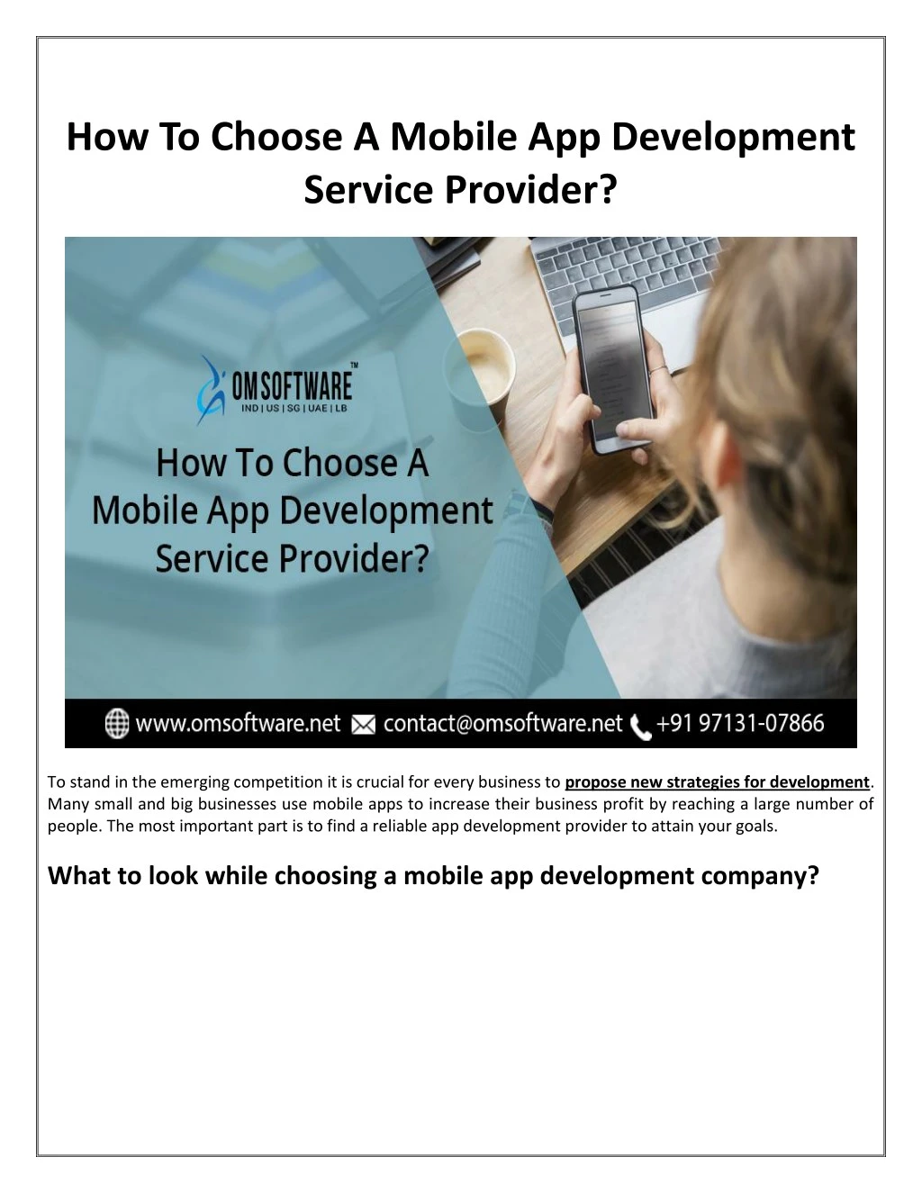 how to choose a mobile app development service